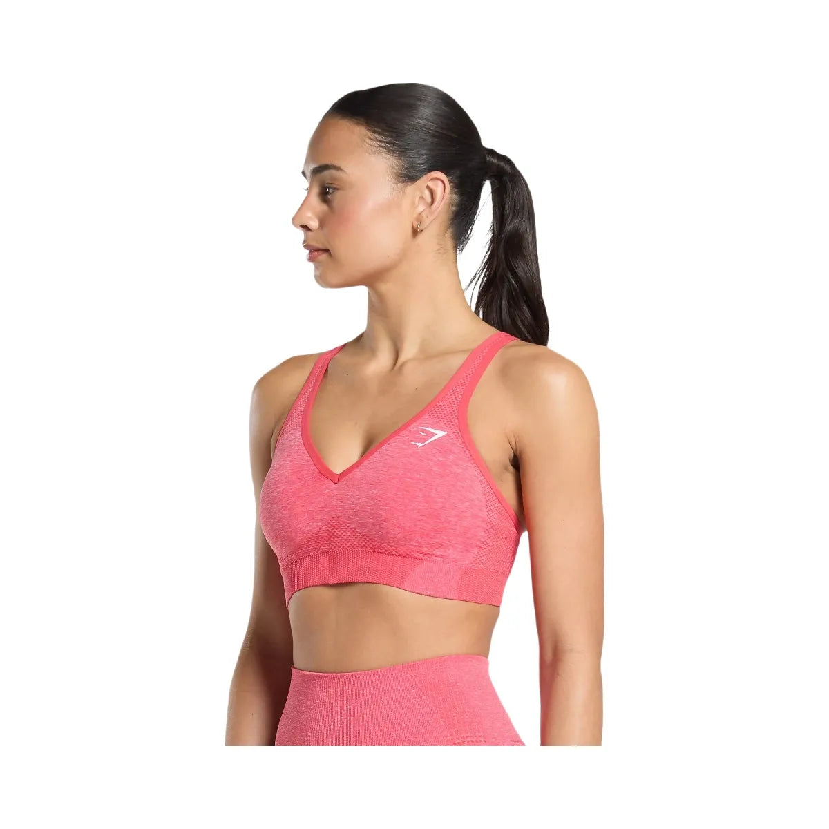 Gymshark Vital V Neck Sports Bra - Coral Red/Marl