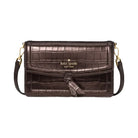 Kate Spade Knott Croc Embossed Mini Flap Crossbody Hot Fudge
