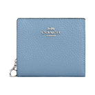 Coach Snap Wallet Pebbled Leather-Silver-Pool