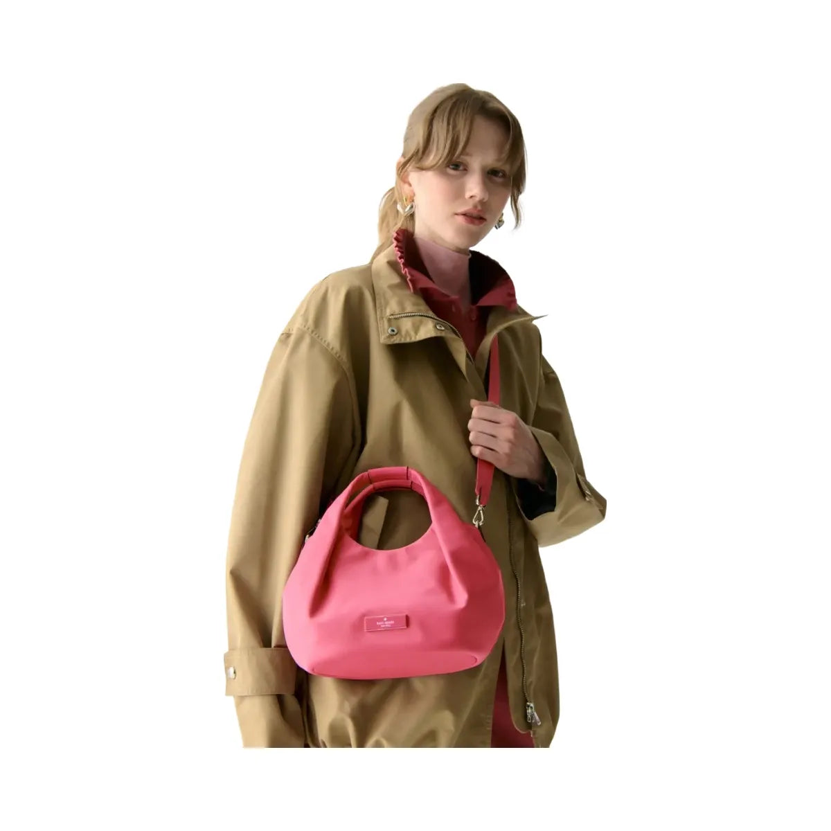 Kate Spade Carter Nylon Small Pleated Crossbody Rose Oil