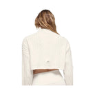 Alo Women's Cable Knit Cropped Winter Bliss Turtleneck Long Sleeve - Ivory