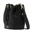 Kate Spade Flower Quilted Fabric Bucket Bag Black