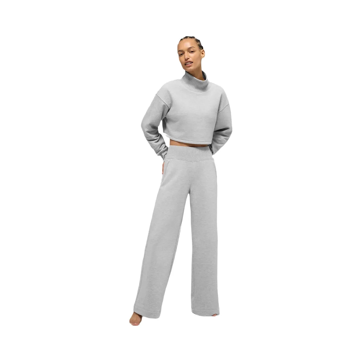 Alo Women's Serenity Wide Leg Sweatpant - Athletic Heather Grey