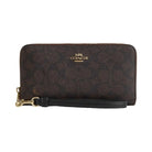 Coach Long Zip Around Wallet In Signature Canvas Signature Canvas-Gold-Walnut-Black