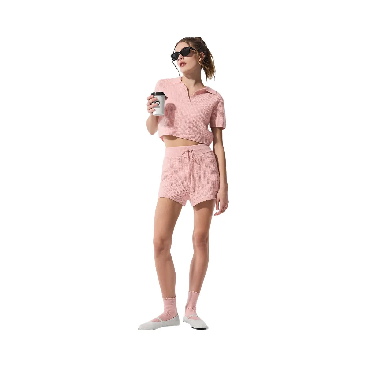 Alo Women's Cashmere High-Waist Plush Waffle Short - Pink Quartz
