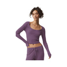 Alo Women's Sweater Knit Unwind Long Sleeve - Plum Kiss