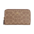 Coach Medium Id Zip Wallet In Signature Canvas Signature Canvas-Gold-Tan-Brown