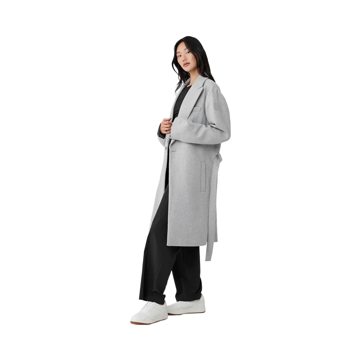 Alo Women's Wool Gameday Overcoat - Athletic Heather Grey