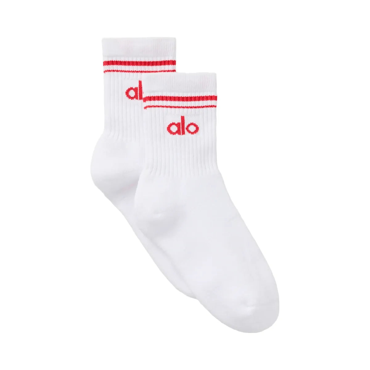 Alo Unisex Half-Crew Throwback Sock - White/Bright Red