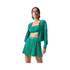 Alo Women's Cropped Micro Plisse Jacket - Spruce Green