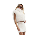 Alo Women's Opulent Faux Fur Cropped Vest - Ivory