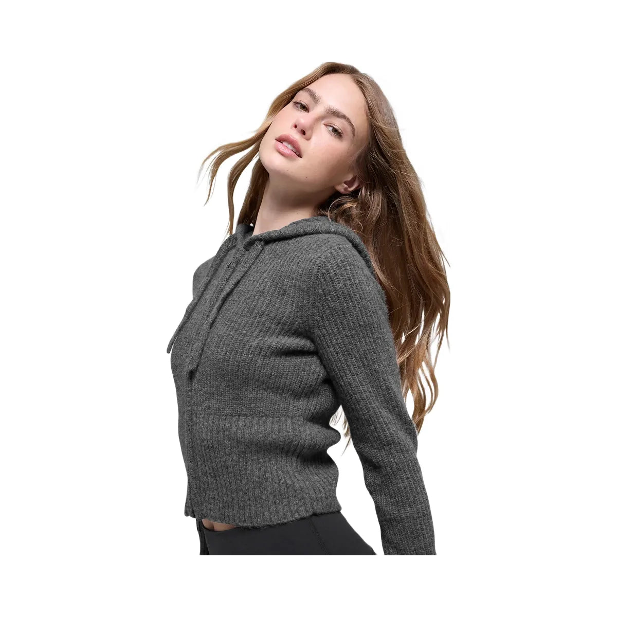Alo Women's Wool Cashmere Ribbed Noble Full Zip Hoodie - Platinum Grey