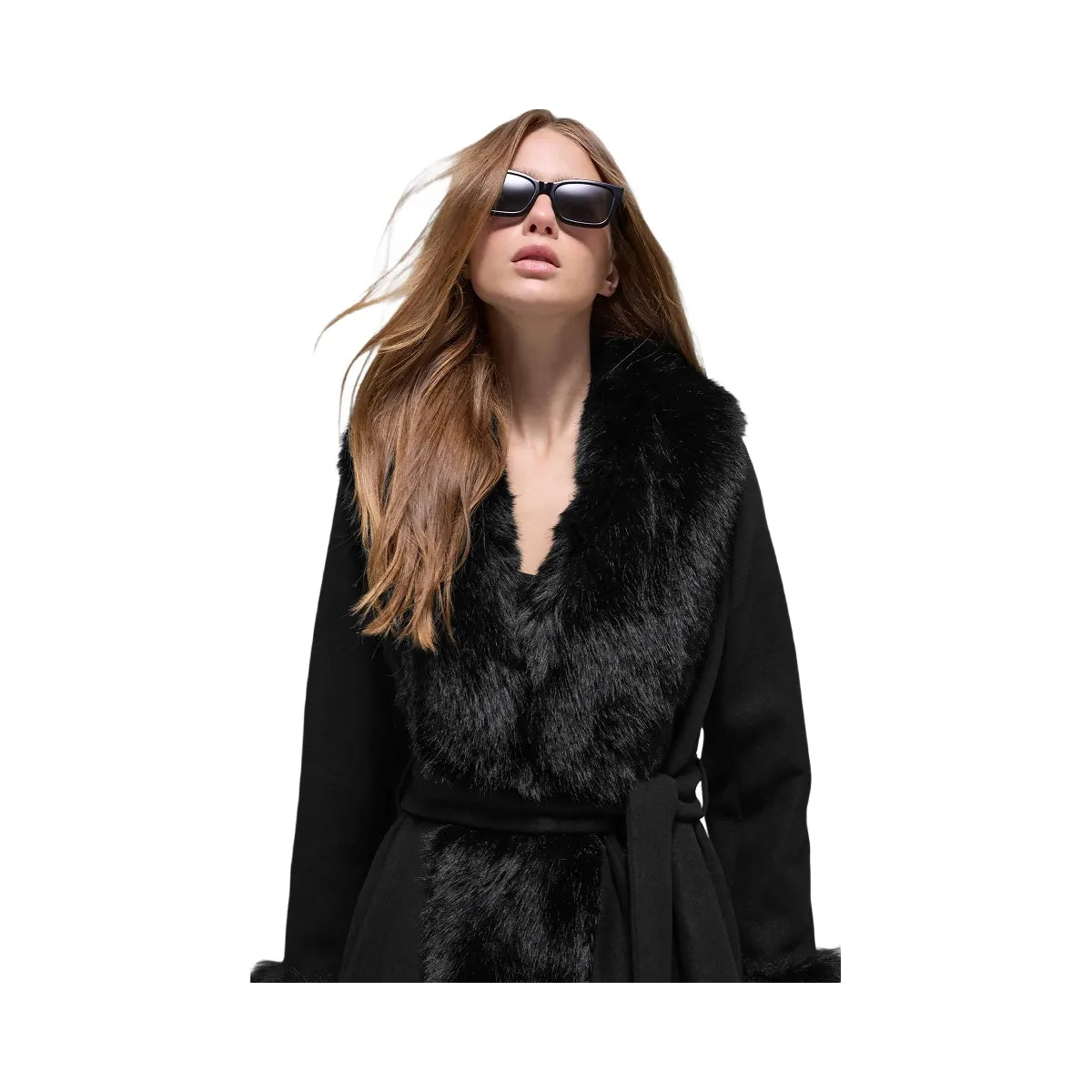 Alo Women's Faux Fur Trimmed Longline Coat - Black