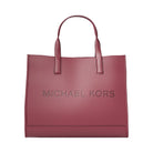 Michael Kors Cooper Logo Embossed Pebbled Leather Tote Bag Cherry