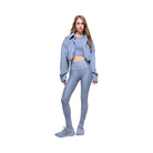 Alo Women's Ribbed Velour Cropped Mountain Side Jacket - Winter Frost