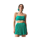 Alo Women's Micro Plisse Game On Bra - Spruce Green