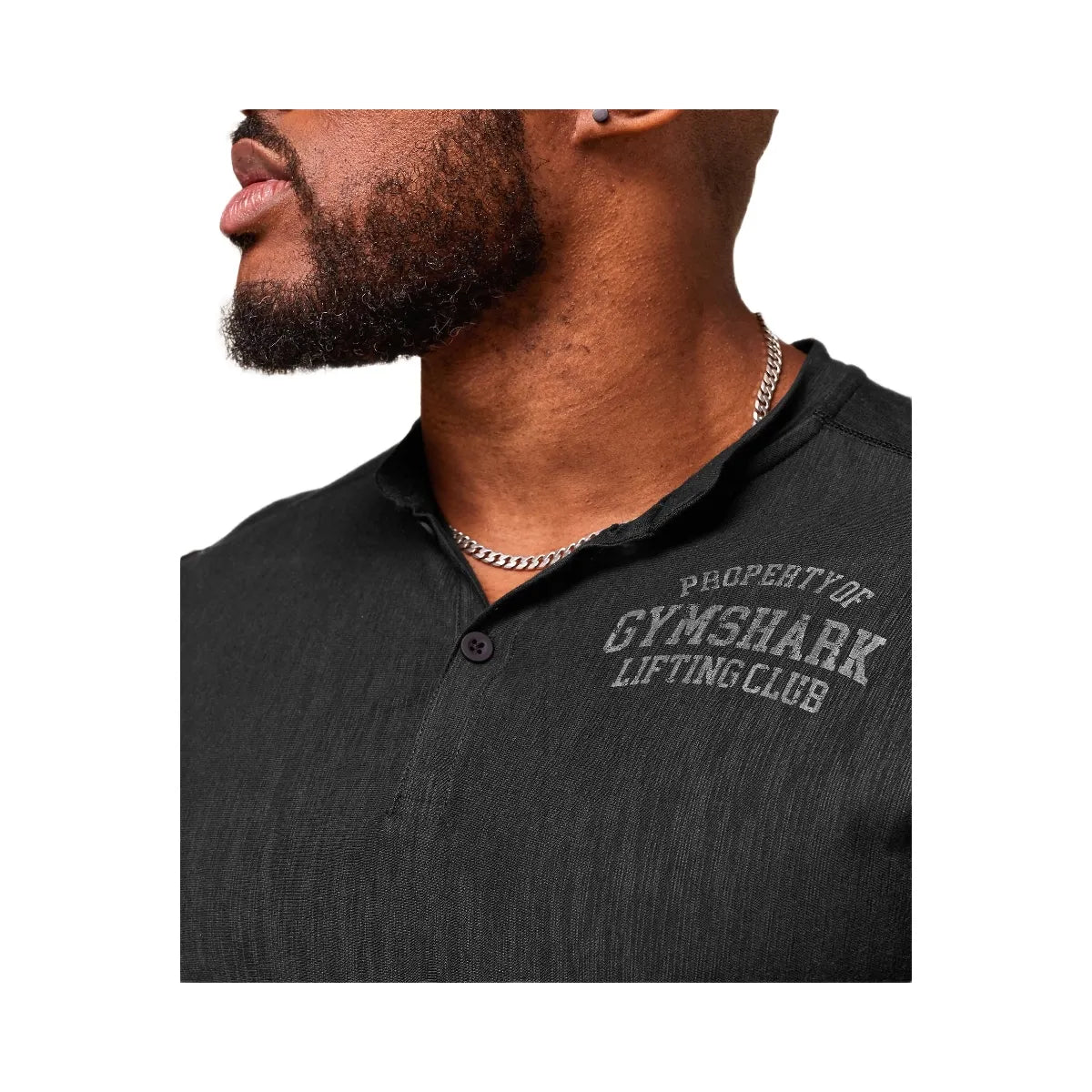 Gymshark Lightweight Slub Textured 3/4 Henley - Black