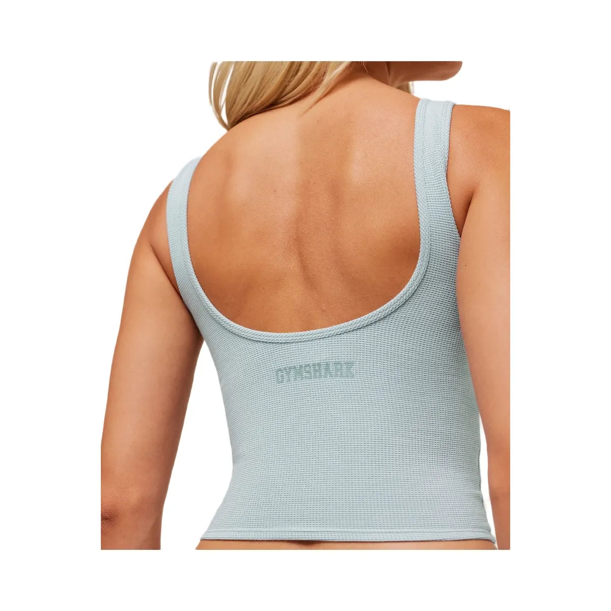 Gymshark Waffle Cropped Tank - Smoke Blue