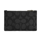 Coach Zip Card Case In Signature Canvas Signature Canvas-Gunmetal-Charcoal-Black