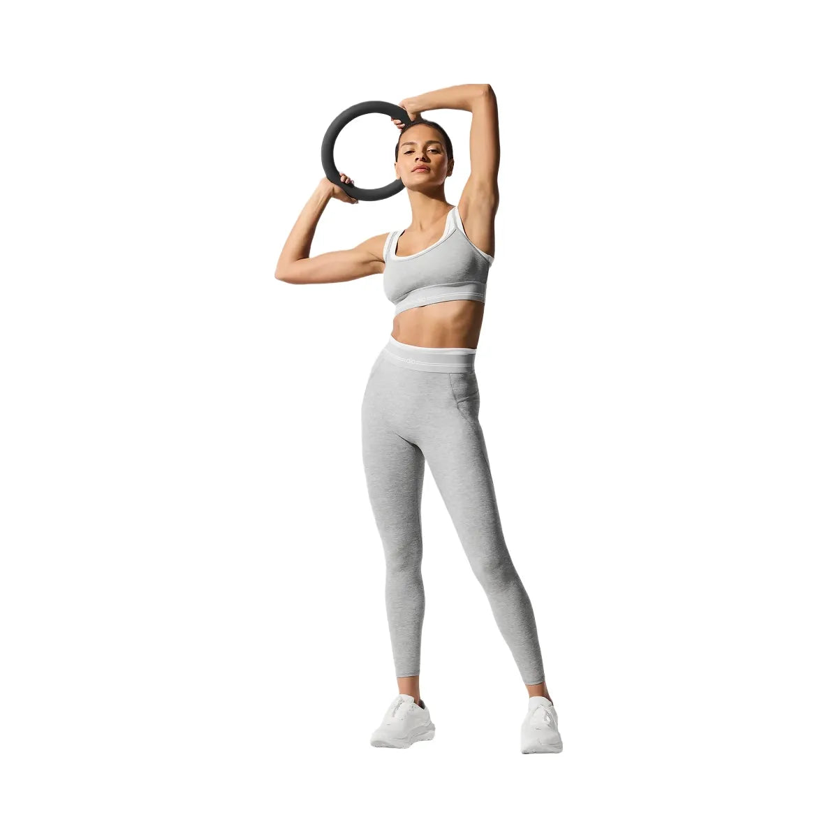 Alo Women's Alosoft High-Waist 7/8 Better Together Legging - Athletic Heather Grey/White
