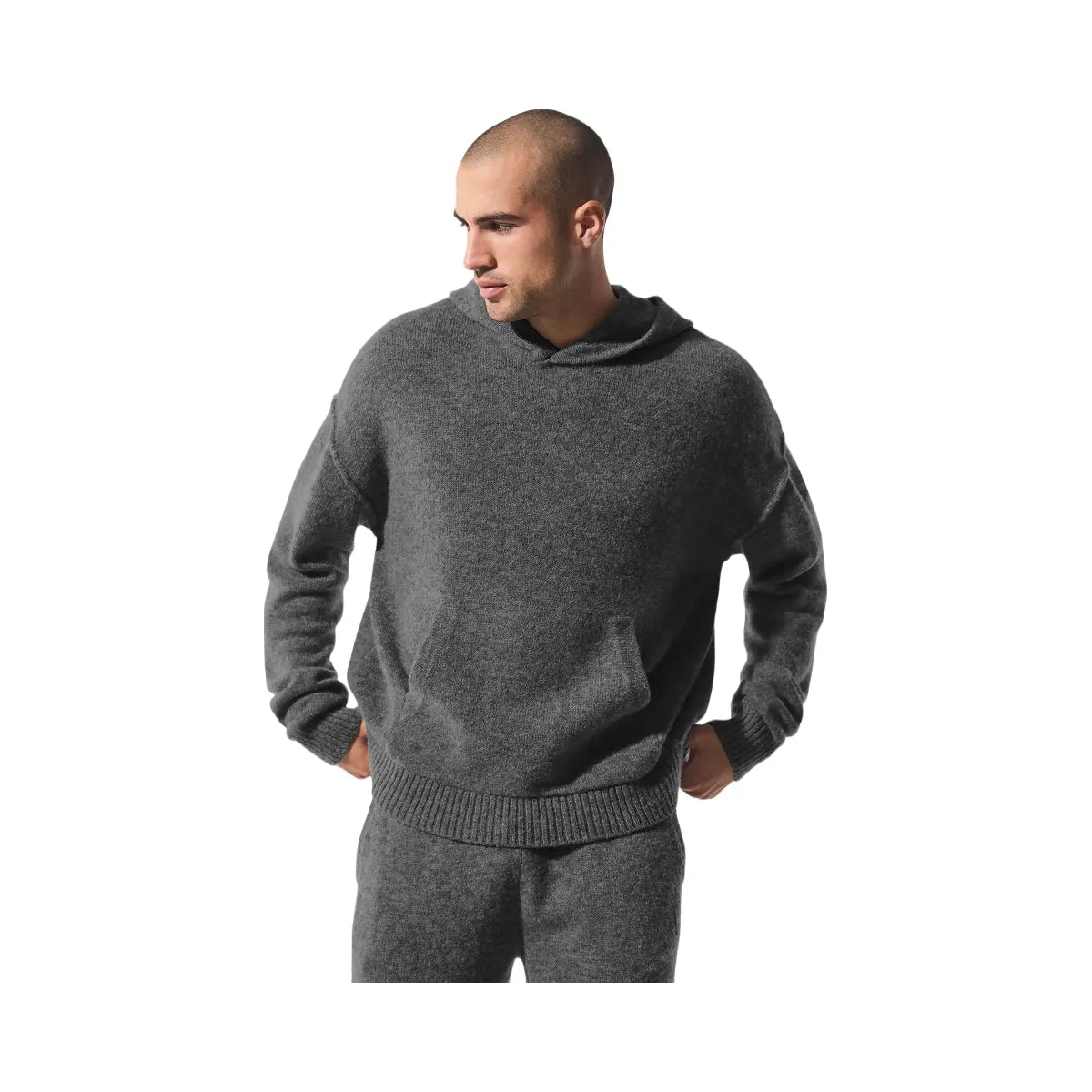 Alo Men's Wool Cashmere New Class Hoodie - Platinum Grey