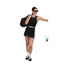 Alo Women's Ribbed Sweater Knit Highline Mini Skirt - Black/White