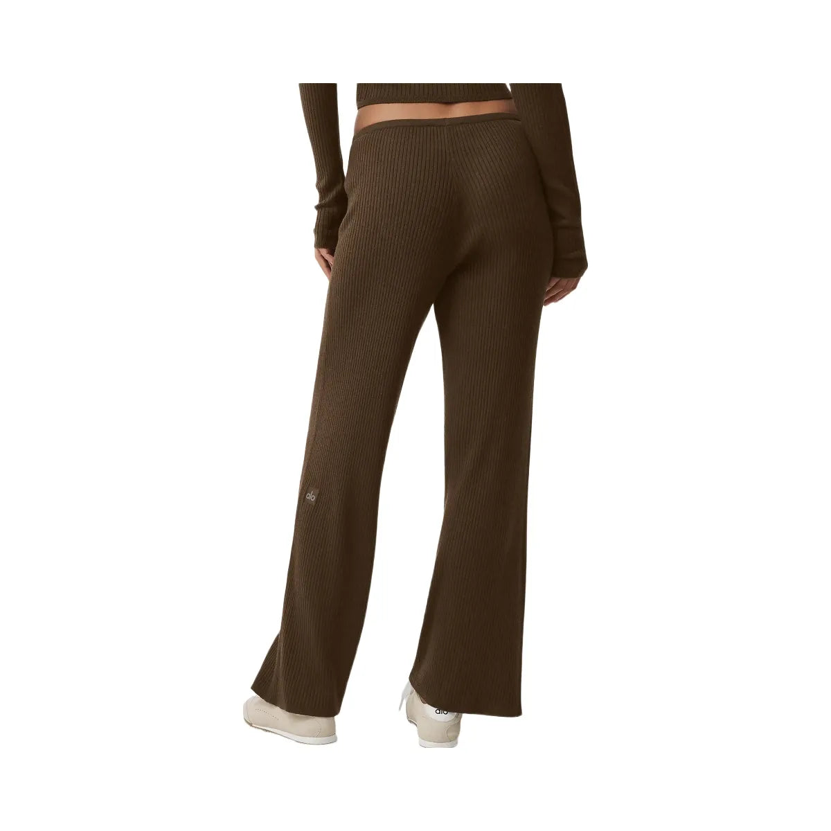 Alo Women's Sweater Knit Mid-Rise Unwind Wide Leg Pant - Espresso