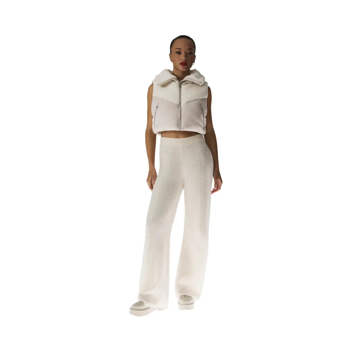 Alo Women's Winter Magic Cashmere Wide Leg Pant - Ivory