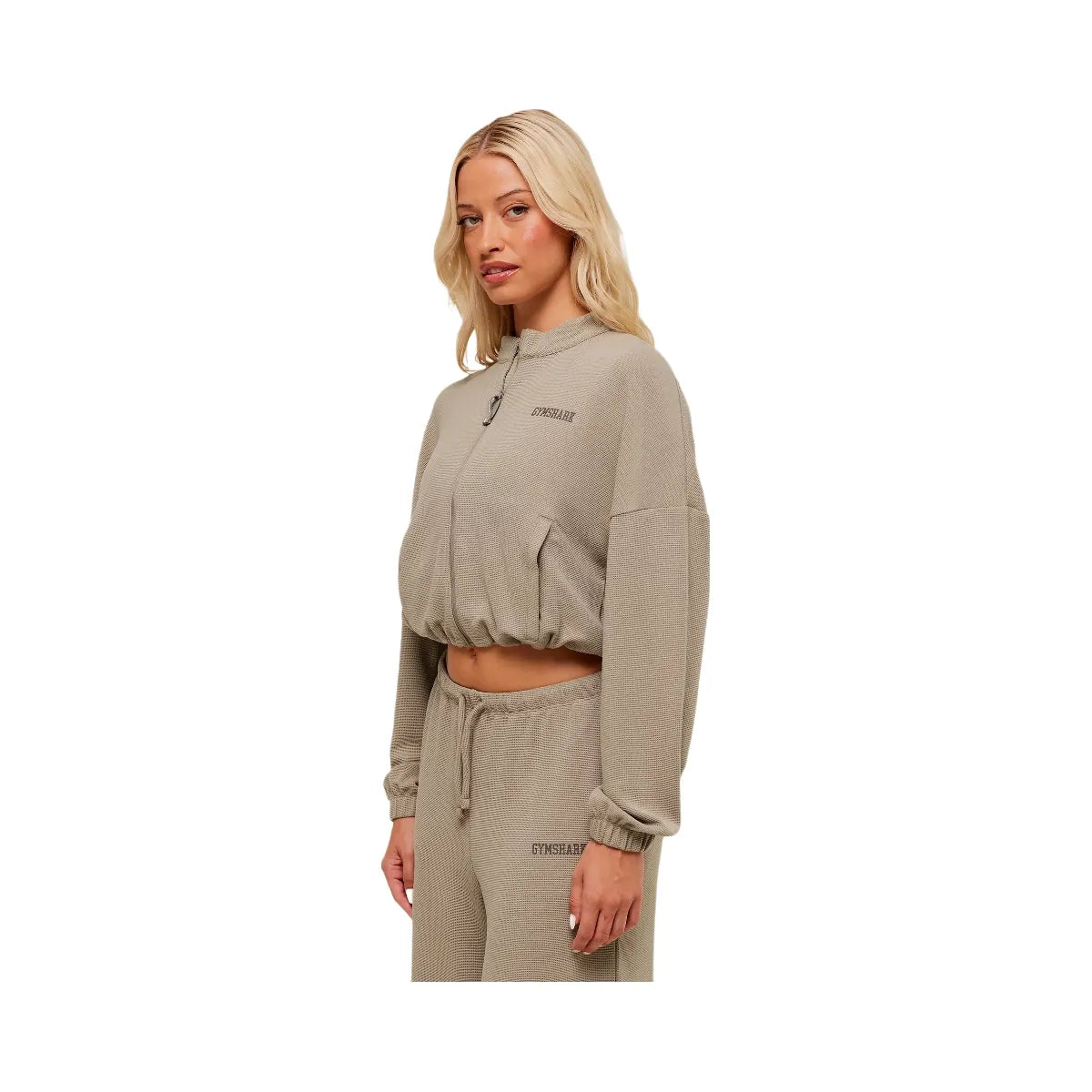 Gymshark Waffle Midi Zip Up Jacket - Lifestyle Brown