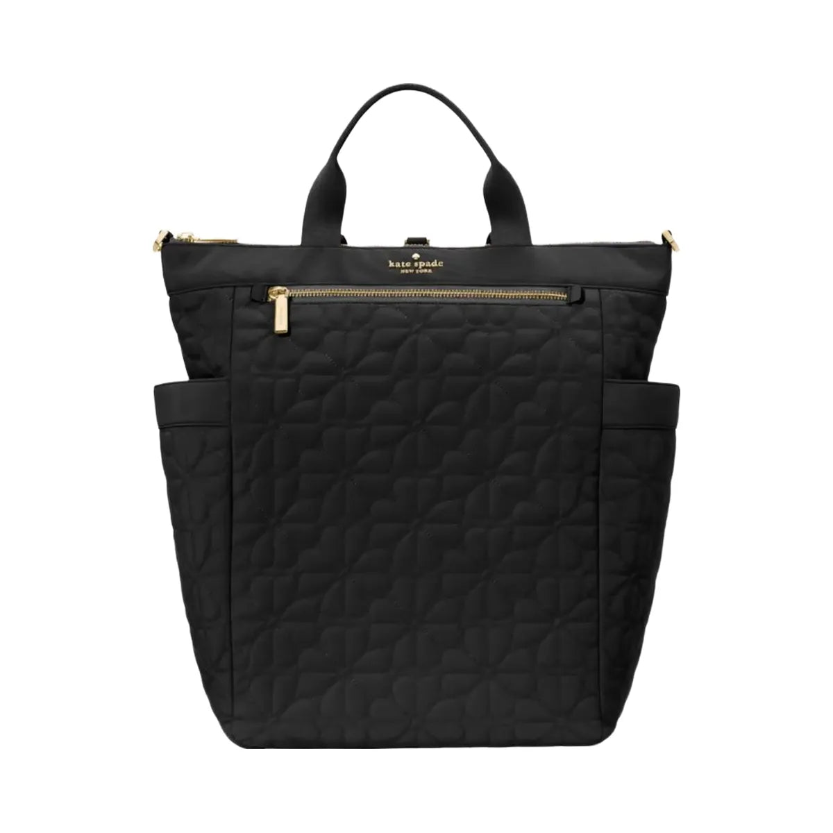 Kate Spade Flower Quilted Fabric Convertible Backpack Black