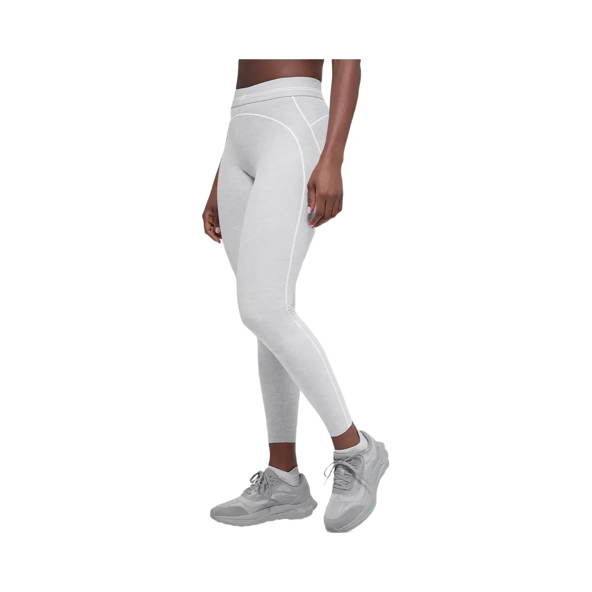 Alo Women's 7/8 High-Waist Alosoft Heart Throb Legging - Athletic Heather Grey/White