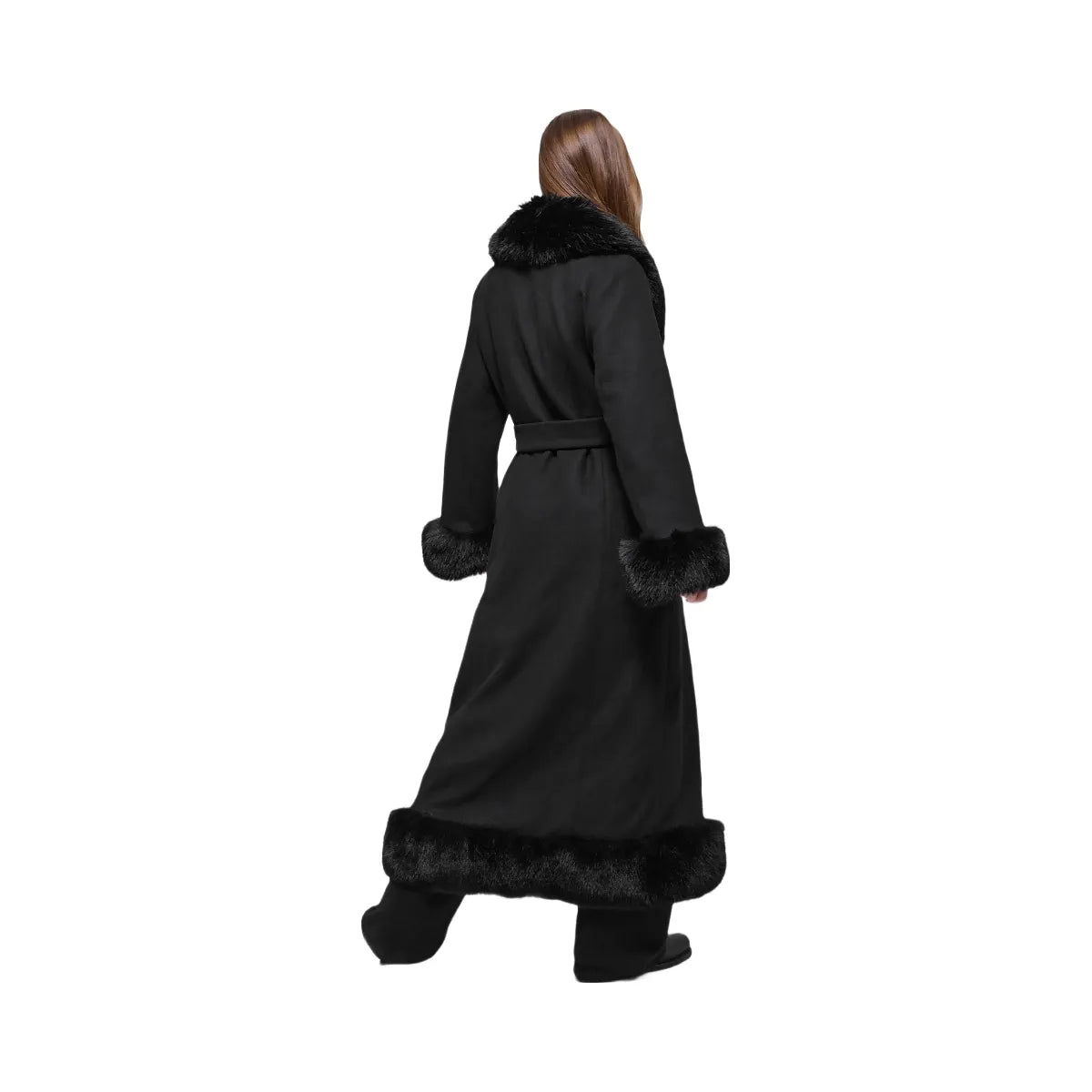 Alo Women's Faux Fur Trimmed Longline Coat - Black