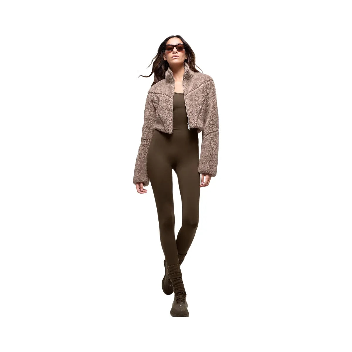 Alo Women's Sherpa Cropped Slope Side Jacket - Chai Latte