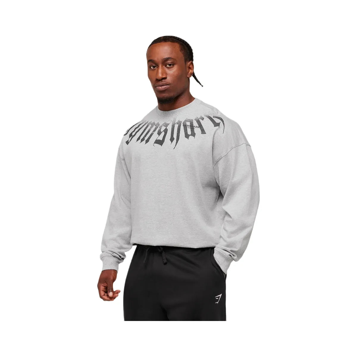 Gymshark Fade Graphic Long Sleeve T-Shirt - Light Grey Core Marl