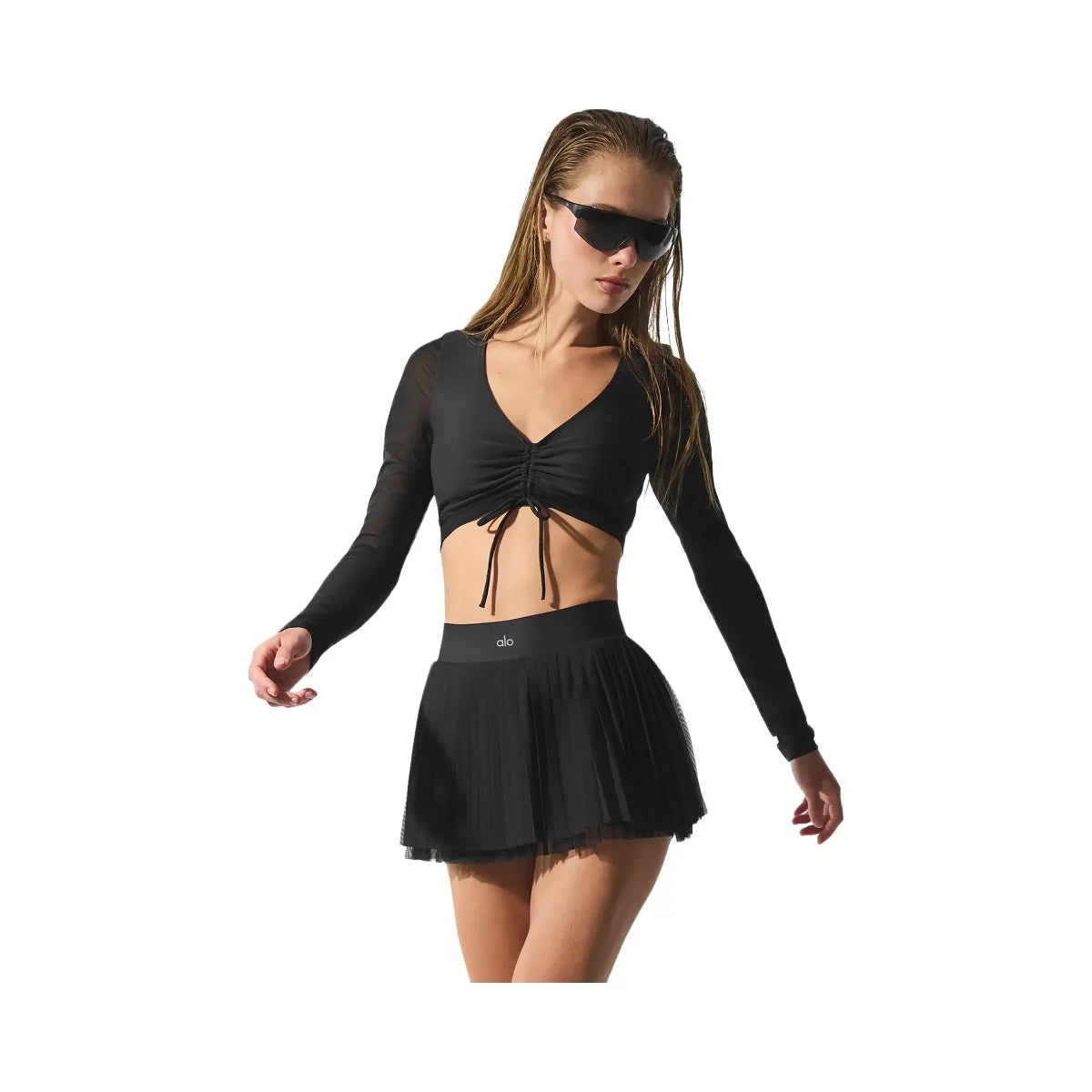 Alo Women's Mesh Baseline Tennis Skirt - Black