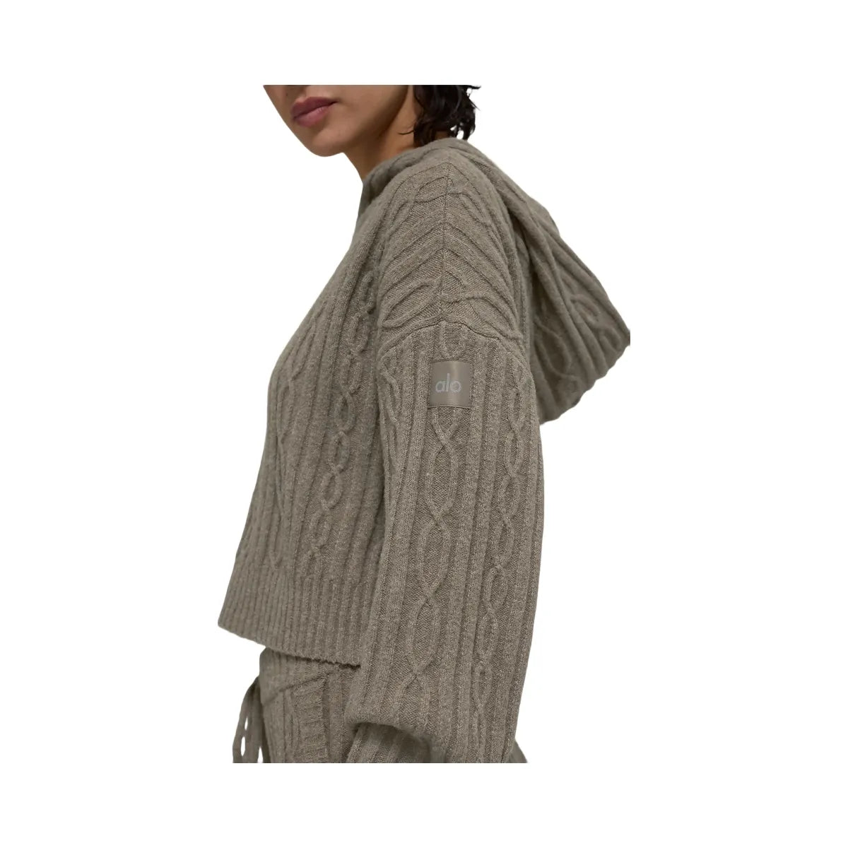 Alo Women's Cable Knit Winter Bliss Hoodie - Light Cocoa