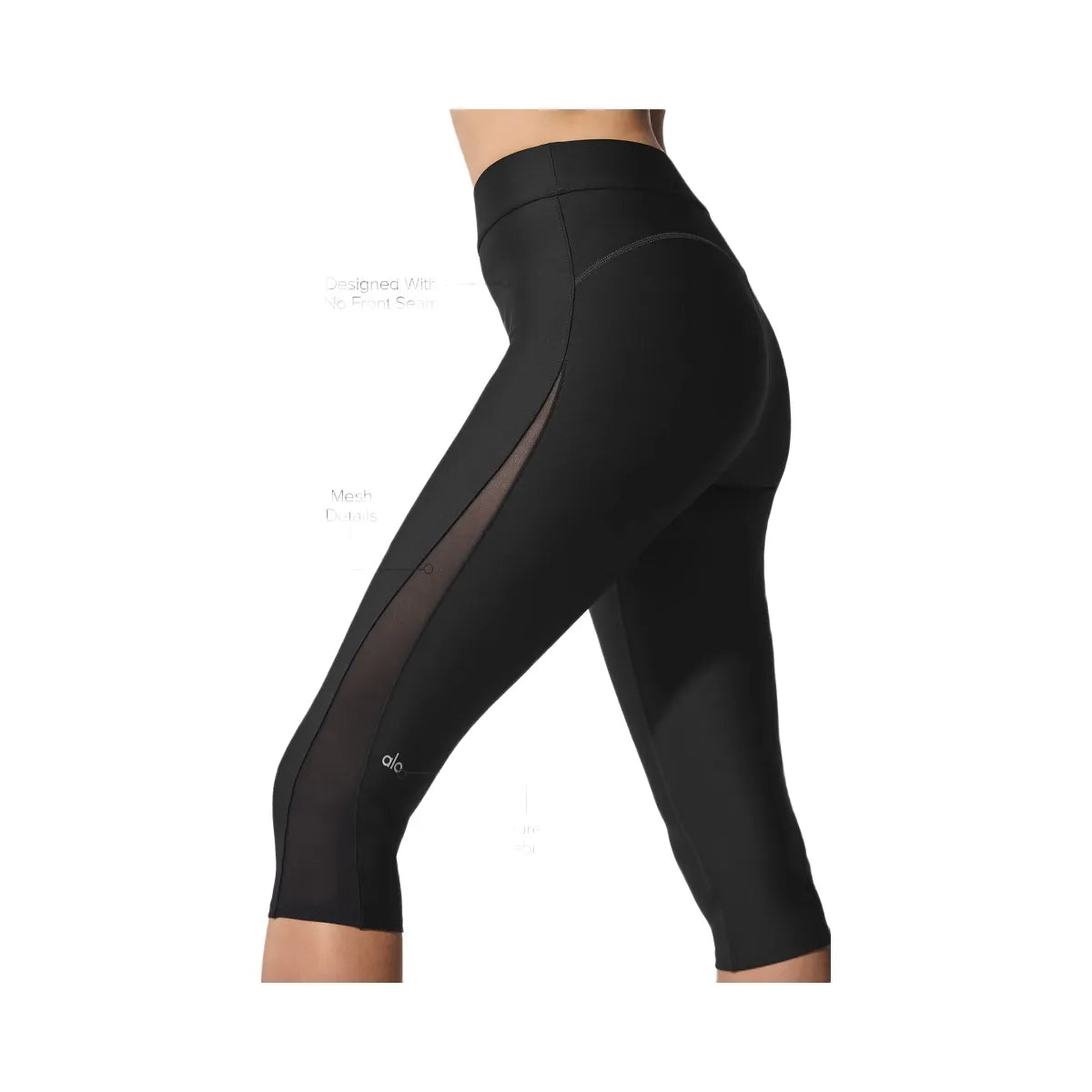 Alo Women's Airlift Mesh High-Waist Just Right Capri - Black