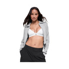 Alo Women's Scholar Knit Cropped Full Zip Jacket - Athletic Heather Grey