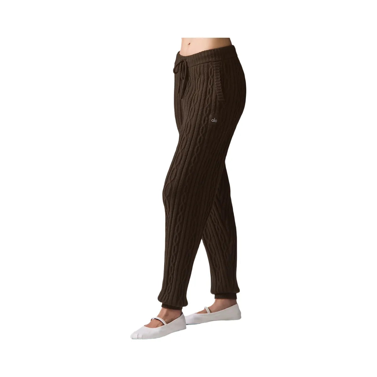 Alo Women's Cable Knit Winter Bliss Pant - Espresso