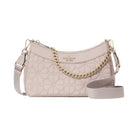 Kate Spade Flower Quilted Fabric Convertible Crossbody Cozy Grey