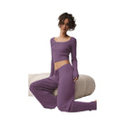 Alo Women's Sweater Knit Mid-Rise Unwind Wide Leg Pant - Plum Kiss
