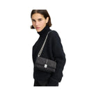 Kate Spade Deco Quilted Glitter Suede Mini Flap Chain Crossbody Navy Multi