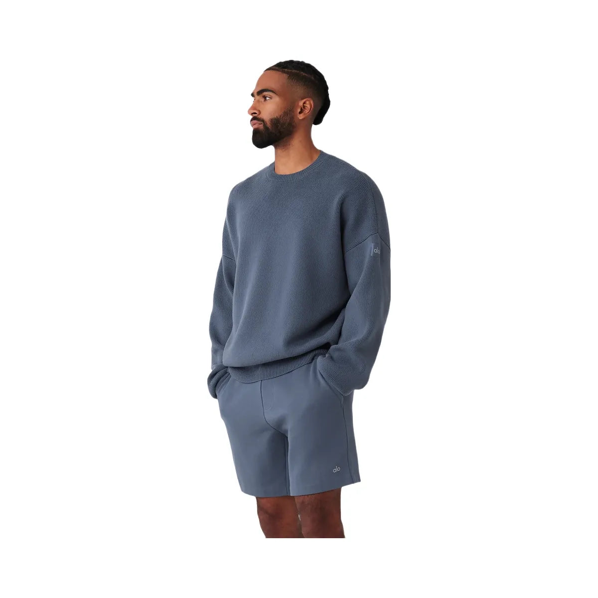 Alo Men's Scholar Crew Neck Sweater - Bluestone