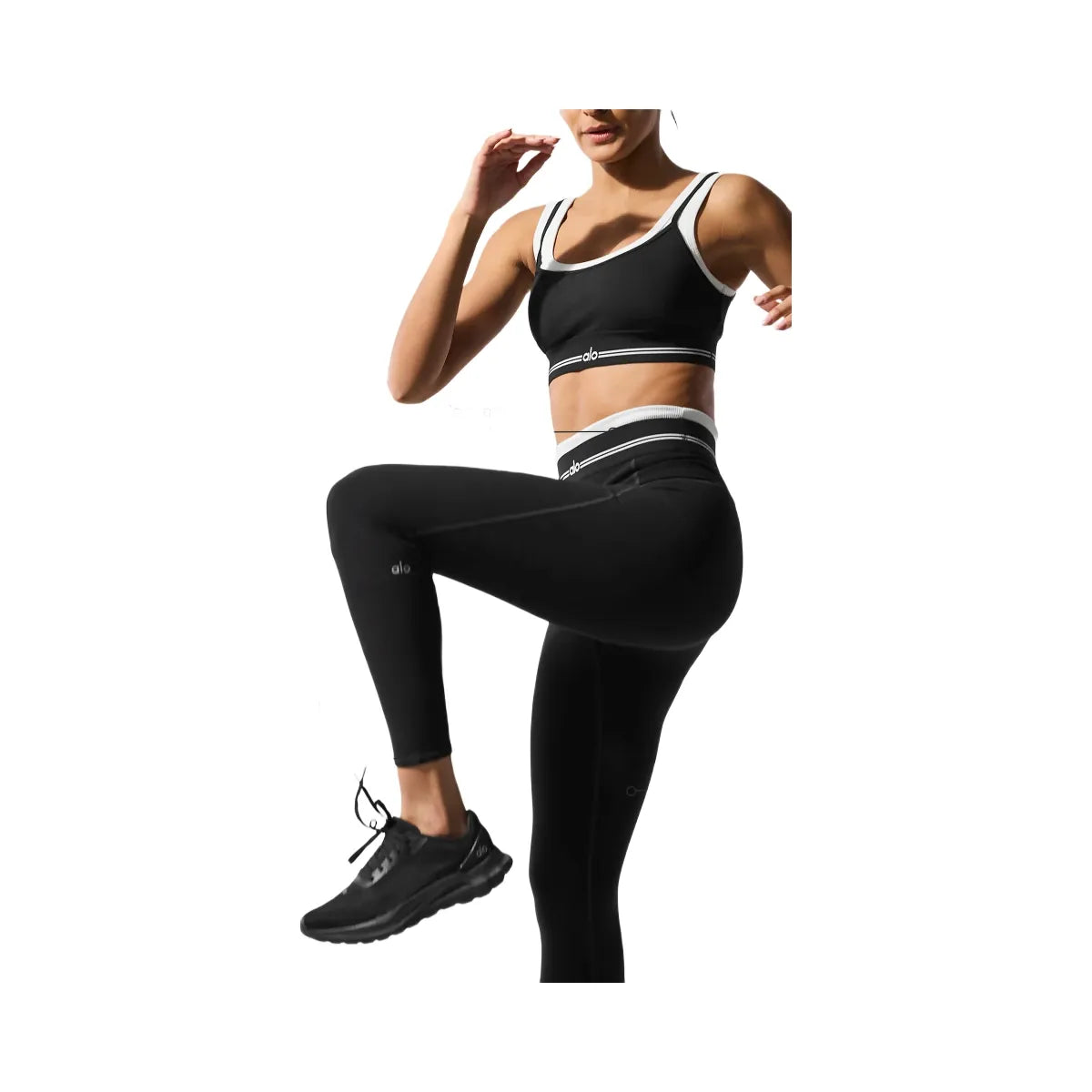 Alo Women's Airbrush High-Waist 7/8 Better Together Legging - Black/White