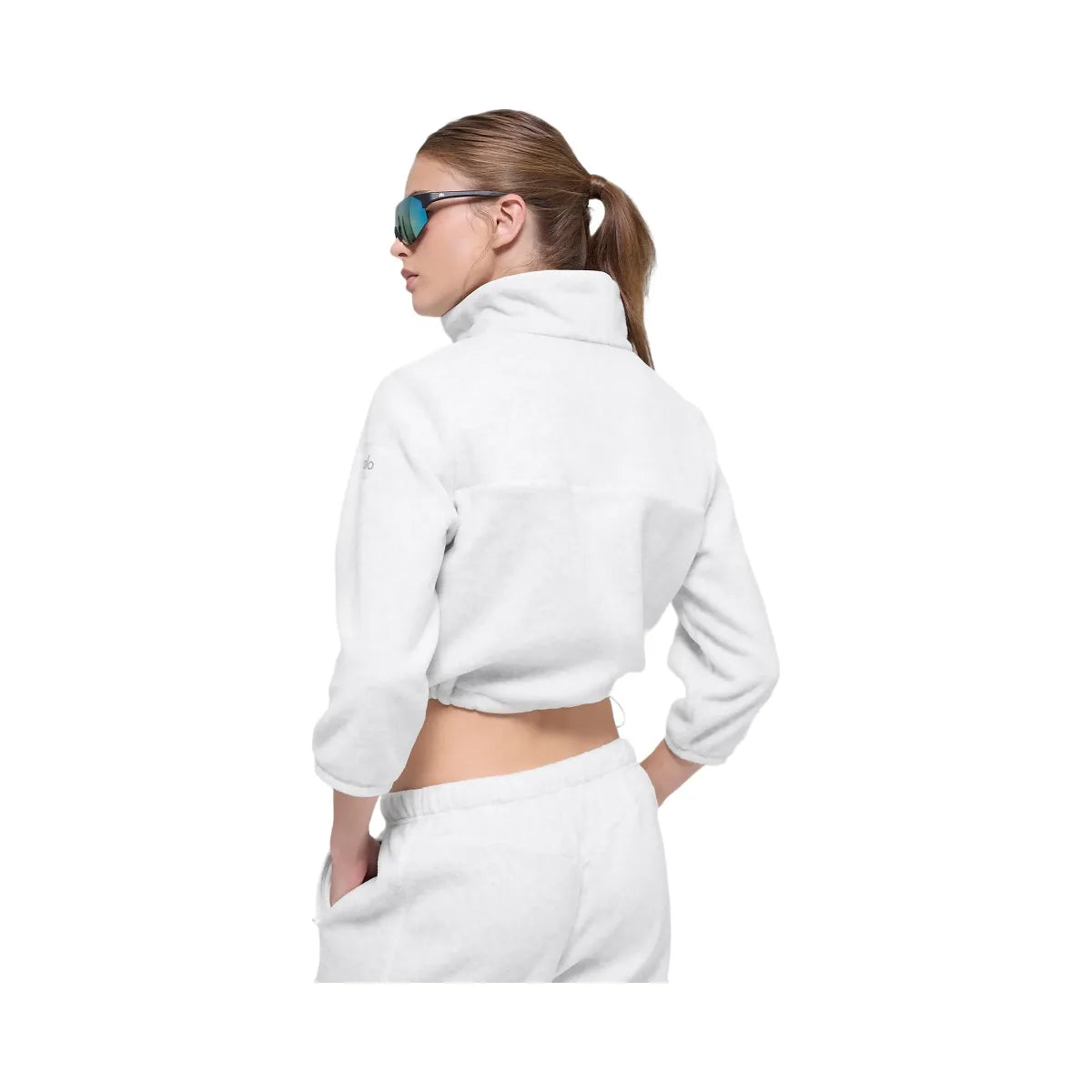 Alo Women's Polar Fleece Retreat Cropped Jacket - White Heather Grey