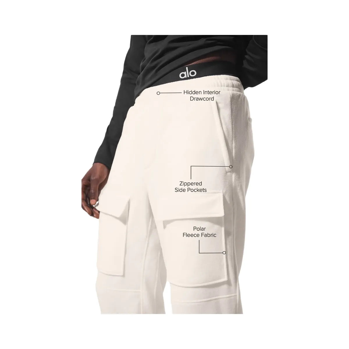 Alo Men's Polar Fleece Ridge Cargo Pants - Ivory