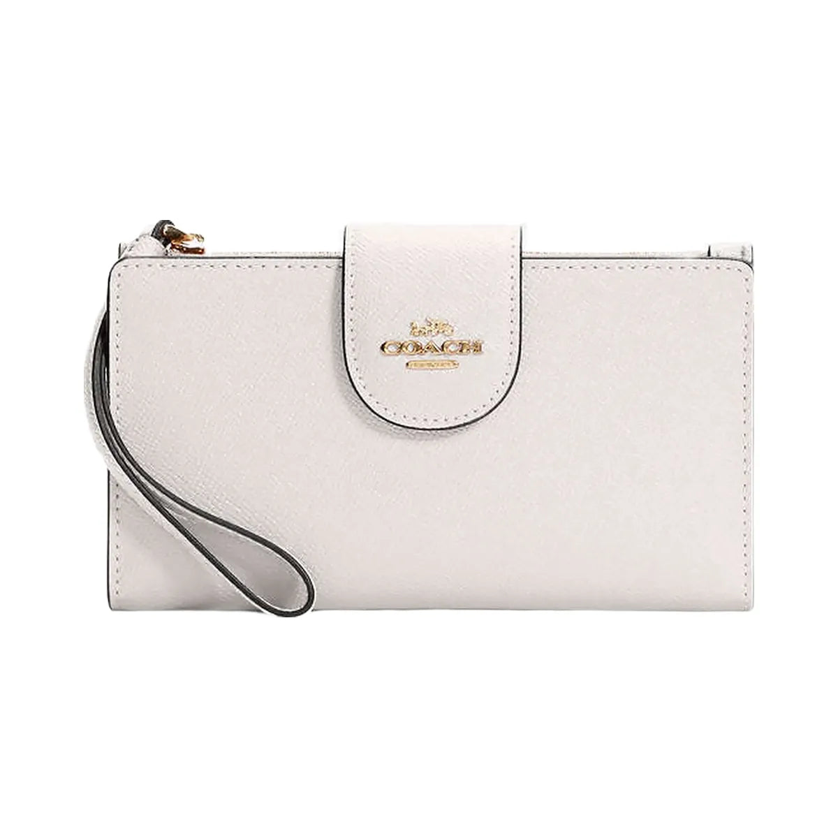 Coach Phone Wallet Crossgrain Leather-Gold-Chalk