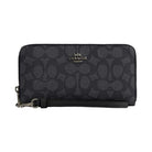 Coach Long Zip Around Wallet In Signature Canvas Signature Canvas-Gunmetal-Charcoal-Black