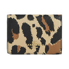 Coach Card Holder Wallet With Leopard Print And Signature Canvas Pebbled Leather-Im-Walnut-Leopard Multi