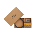 Coach Boxed Card Case And Belt Set In Signature Canvas Signature Canvas-Qb-Tan-Buttercup